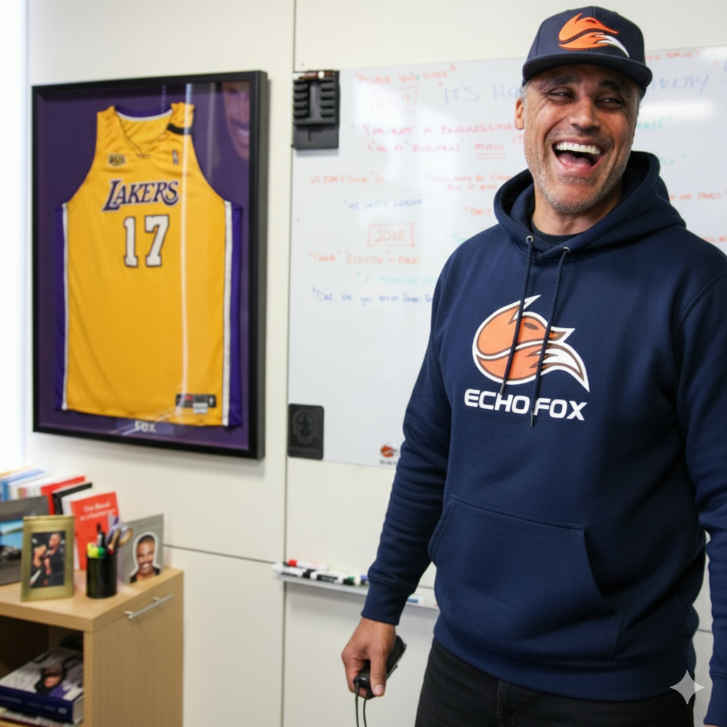 Rick Fox wearing the amazing hoodie